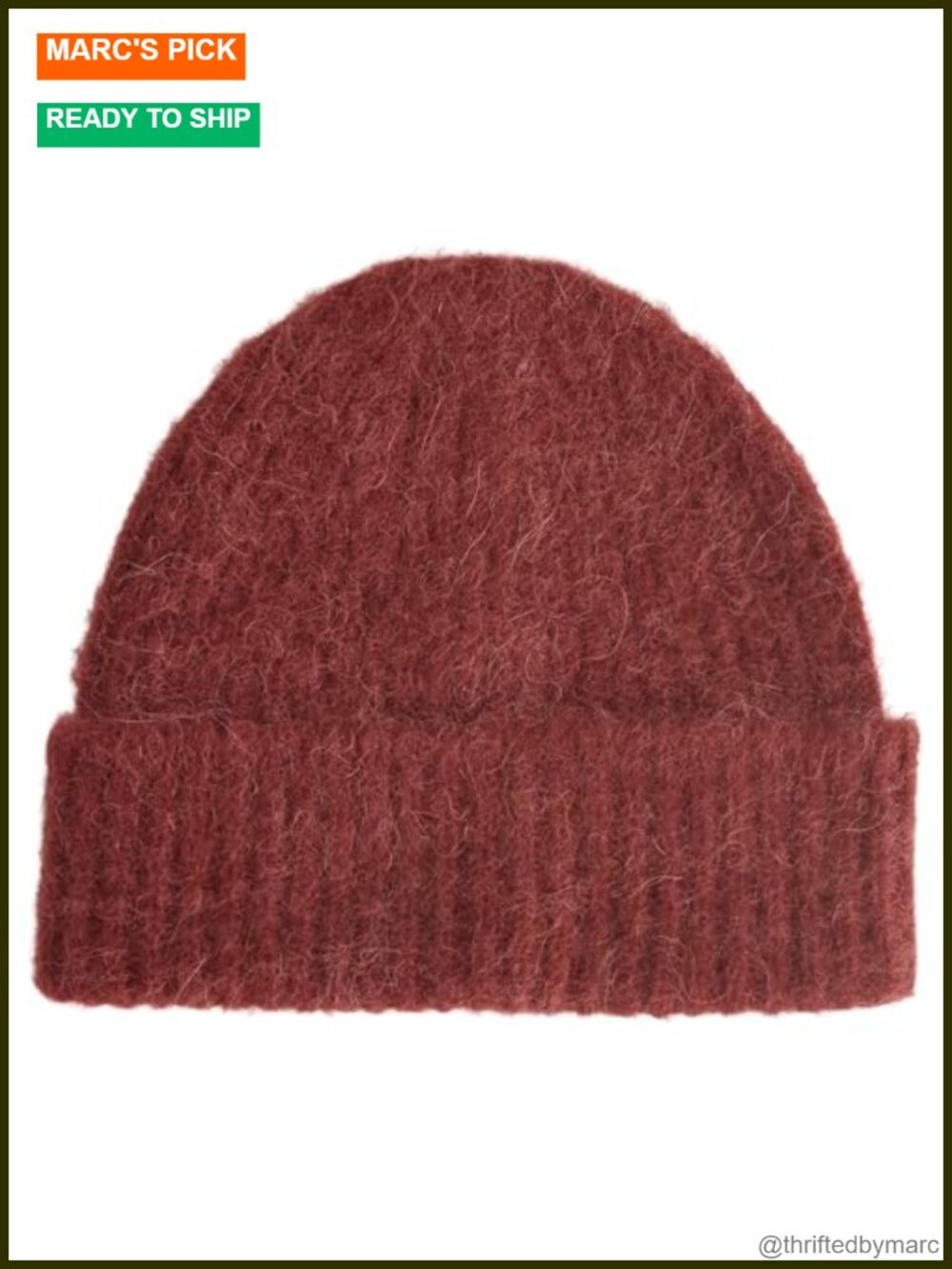 Plush Alpaca Blend Ribbed Knit Cuffed Beanie One Size Winter Hat